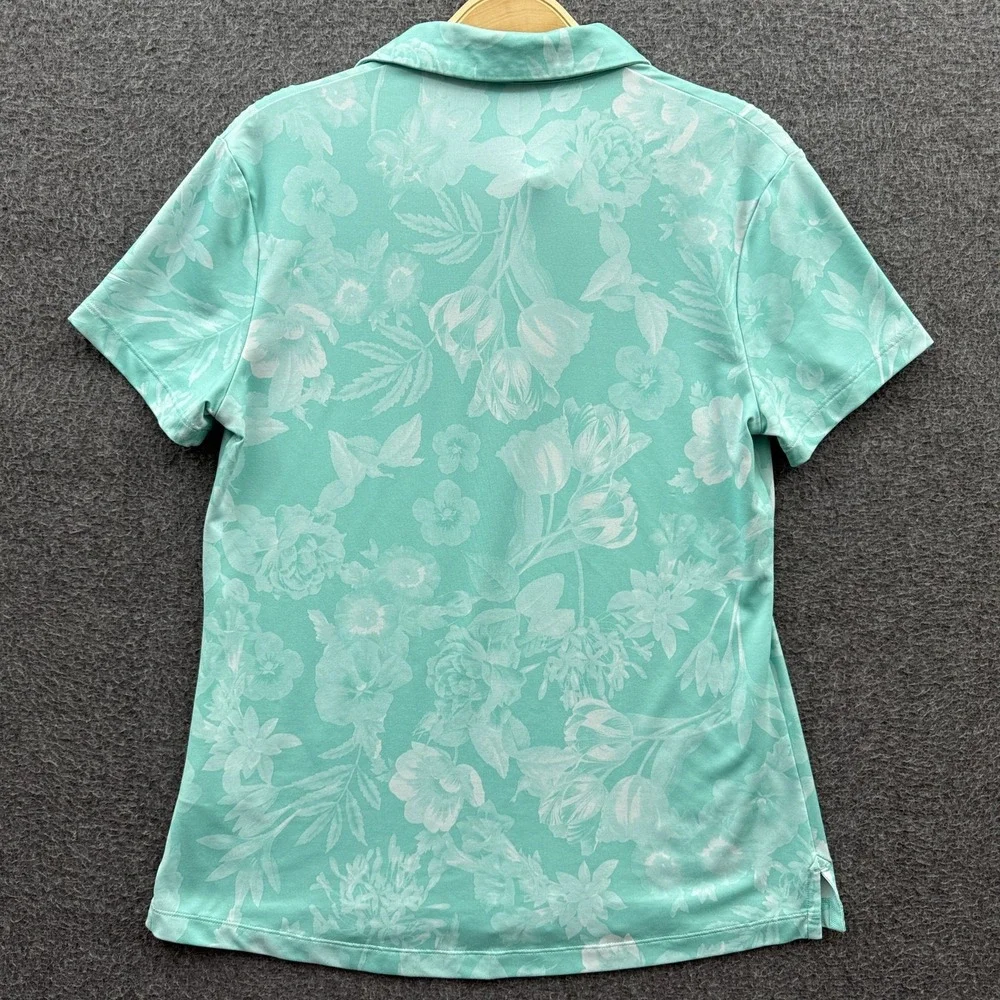 Nike Dri-Fit Womens Small Isleworth Golf Polo Shirt Green Floral AJ5319-307
